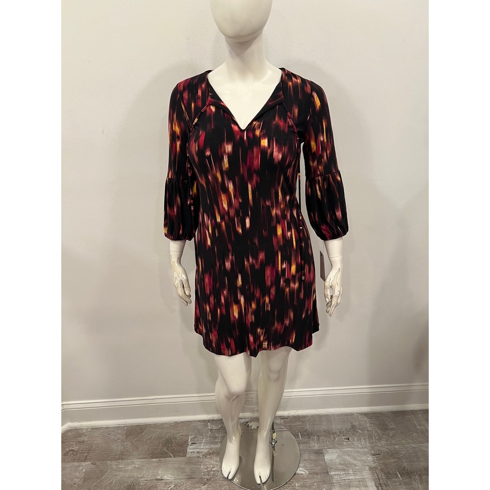 Harper Rose Dress Womens SZ 8 Cabernet Black Key Hole Tie Loose Summer Dress New